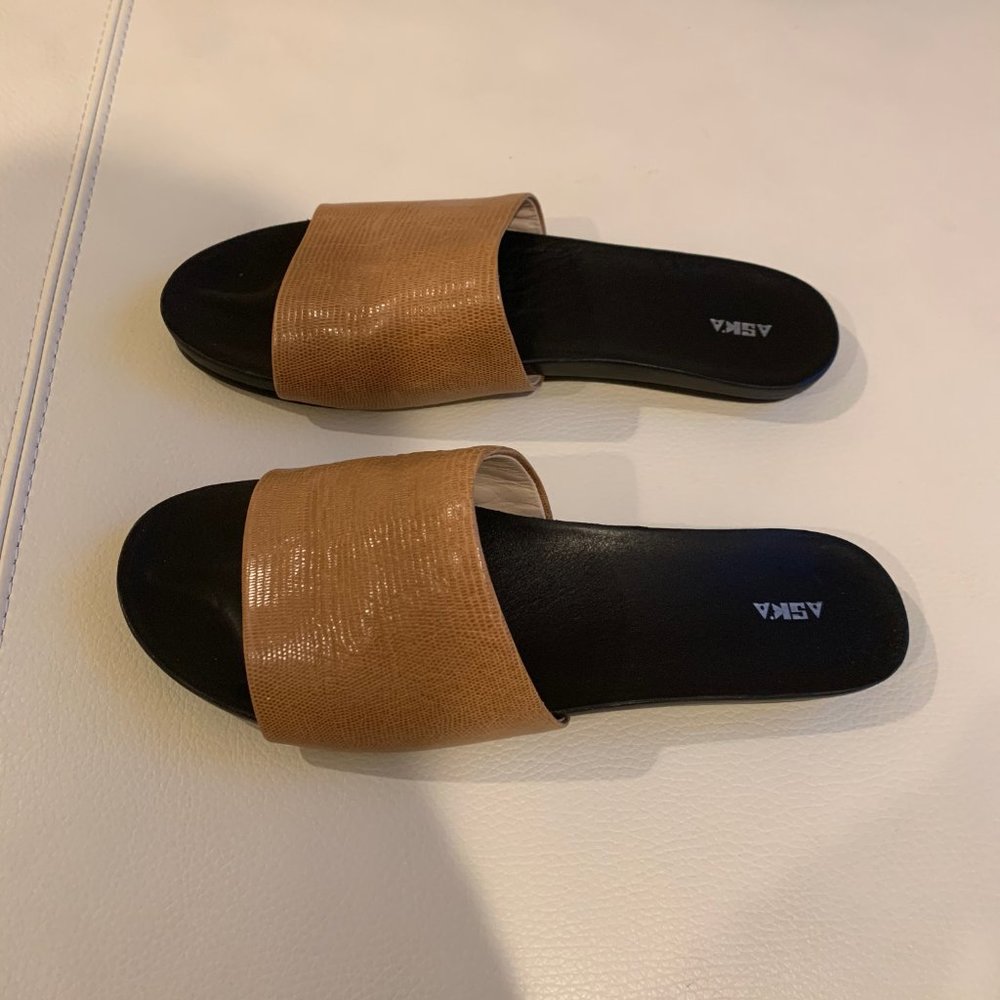 Aska Collection Camel Lizard Ellery Slides - image 1